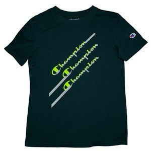 Champion brand black & neon logo Boy’s tee size Large. EUC condition!
